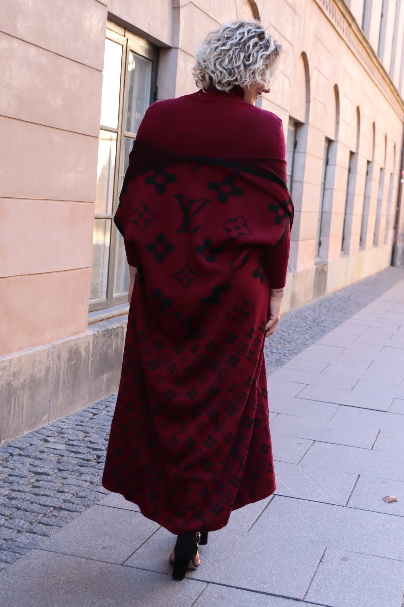 Divans kjole sæt cardigan rød sort efterår Elfy