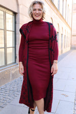 Indlæs billede til gallerivisning Divans kjole sæt cardigan rød sort efterår Elfy

