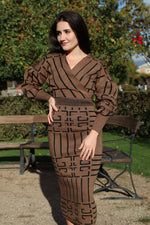 Indlæs billede til gallerivisning Divans kjole efterår sort brun cardigan Olivie
